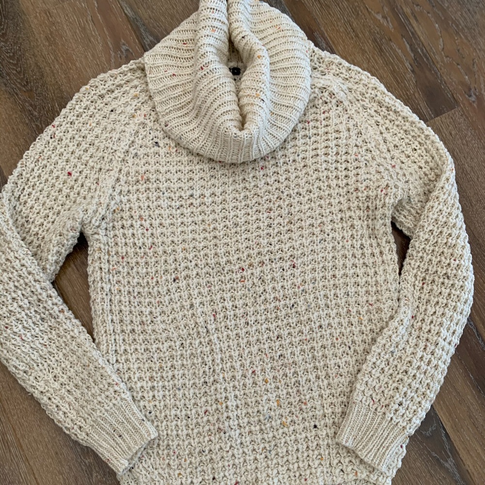 Cream fleck tunic cowl neck sweater